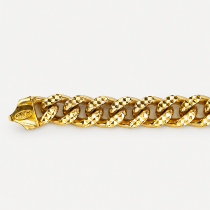 Reversible Cuban Link Bracelet diamond-cut texture