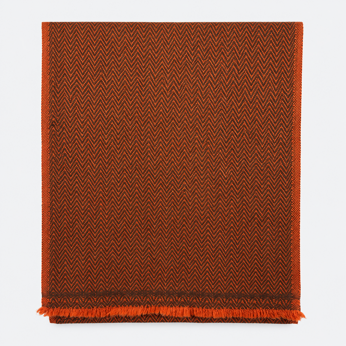 Rust Orange Herringbone Scarf laid flat