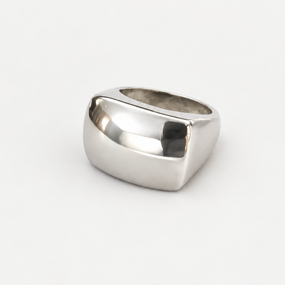 Sculpted Rectangle Signet Ring front angle