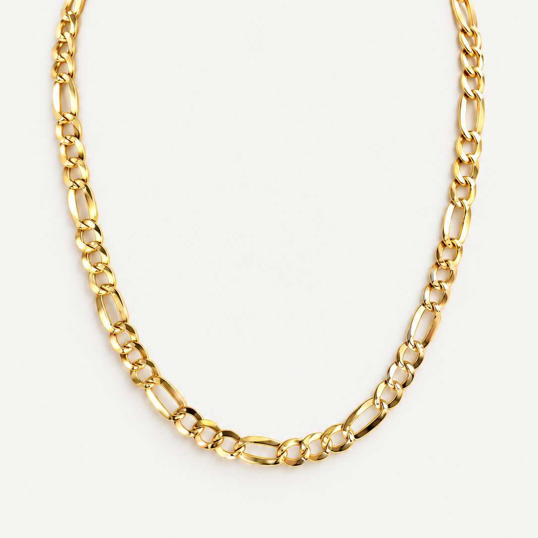 Signature Gold Plated Figaro Necklace full necklace view