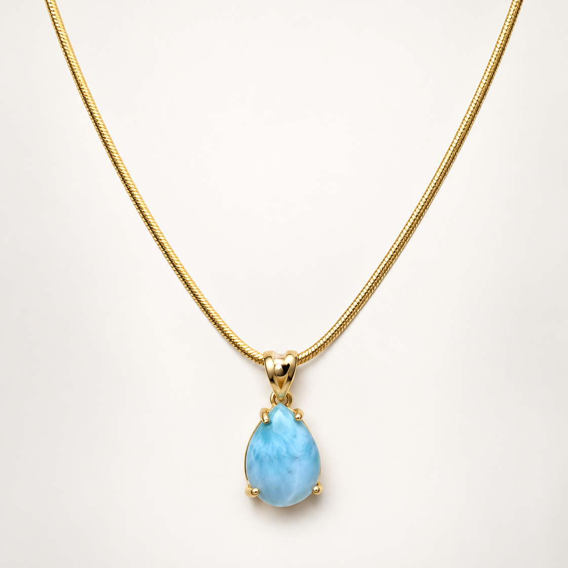 VILOS Solitaire Larimar Pendant in 18k gold-plated sterling silver