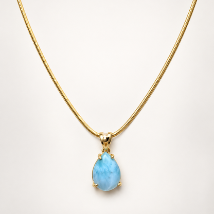 VILOS Solitaire Larimar Pendant in 18k gold-plated sterling silver