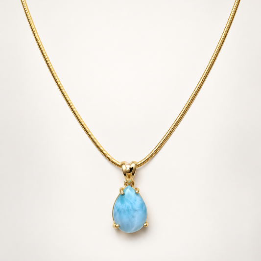 VILOS Solitaire Larimar Pendant in 18k gold-plated sterling silver