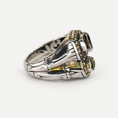 Trio Gemstone Statement Ring angled gemstone view