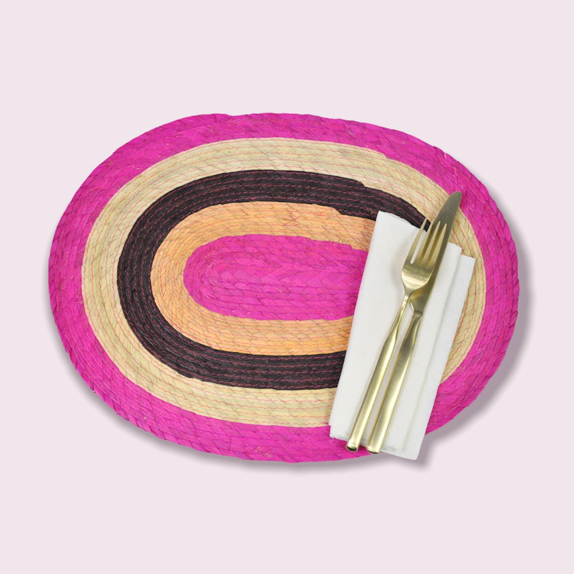 Carnival Oval Placemats Fuchsia & Brown