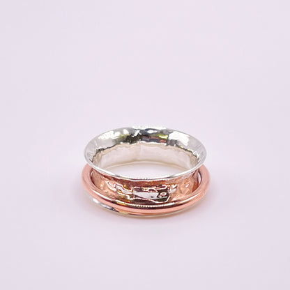 Hammered Sterling & Copper Band