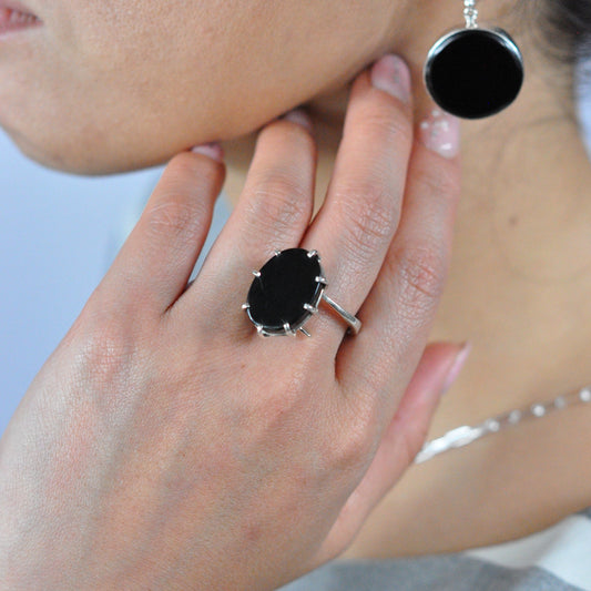 Onyx Mirror Cocktail Ring