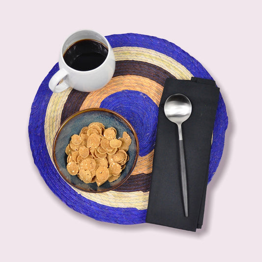 Carnival Round Placemats Blue & Brown