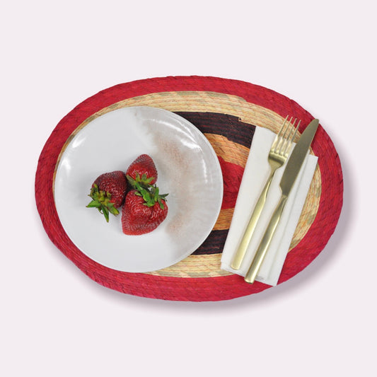 Carnival Oval Placemats Red & Brown