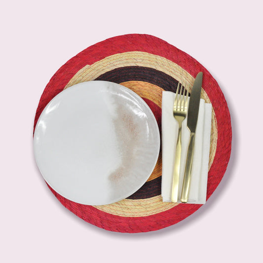 Carnival Round Placemats Red & Brown