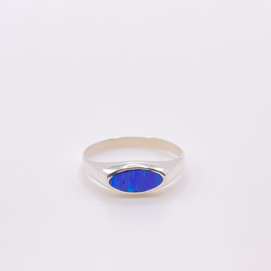 Itty Bitty Midnight Blue Opal Ring